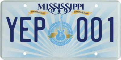 MS license plate YEP001