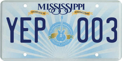 MS license plate YEP003