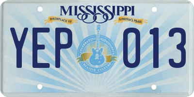 MS license plate YEP013