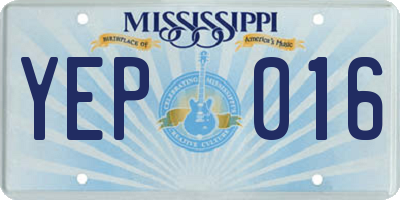 MS license plate YEP016