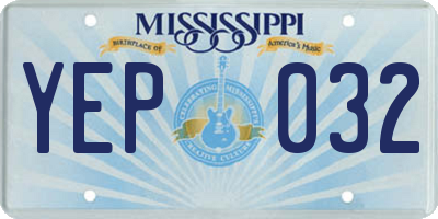 MS license plate YEP032