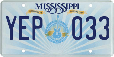 MS license plate YEP033