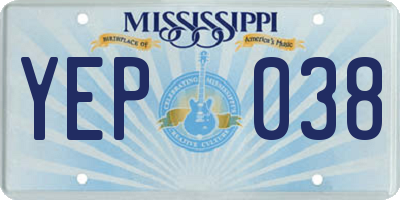 MS license plate YEP038