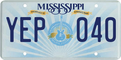MS license plate YEP040