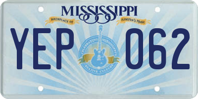 MS license plate YEP062