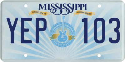 MS license plate YEP103