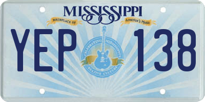 MS license plate YEP138