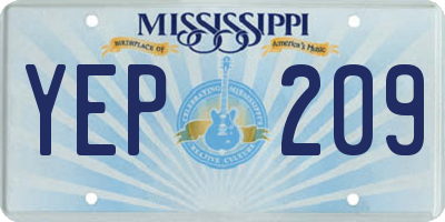 MS license plate YEP209