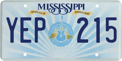 MS license plate YEP215