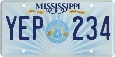 MS license plate YEP234