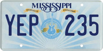 MS license plate YEP235