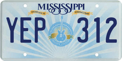 MS license plate YEP312