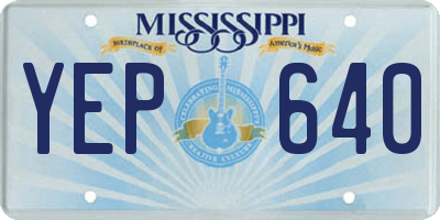 MS license plate YEP640