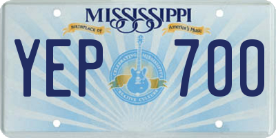 MS license plate YEP700