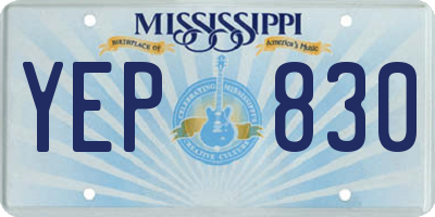 MS license plate YEP830