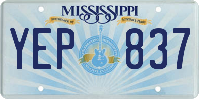 MS license plate YEP837