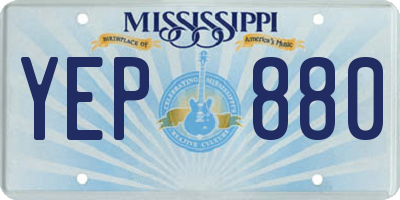 MS license plate YEP880