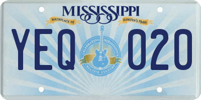 MS license plate YEQ020