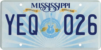 MS license plate YEQ026