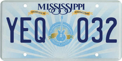 MS license plate YEQ032