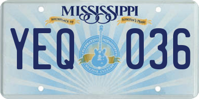 MS license plate YEQ036