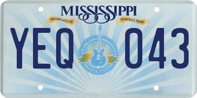 MS license plate YEQ043