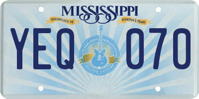 MS license plate YEQ070