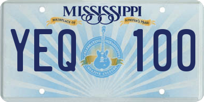 MS license plate YEQ100