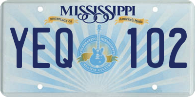 MS license plate YEQ102