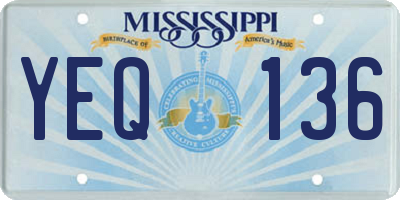 MS license plate YEQ136