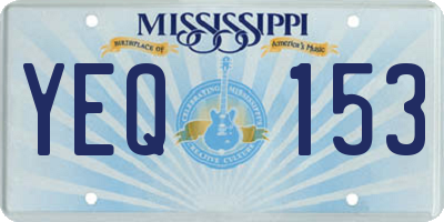 MS license plate YEQ153
