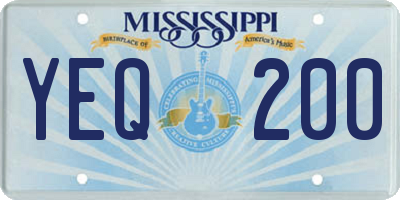 MS license plate YEQ200