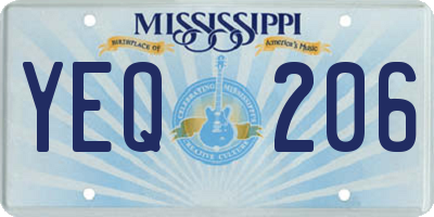 MS license plate YEQ206