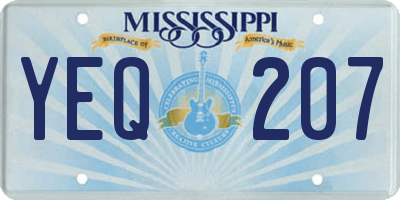 MS license plate YEQ207