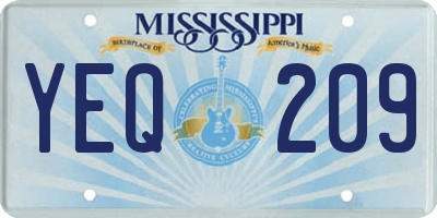 MS license plate YEQ209