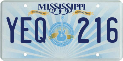 MS license plate YEQ216