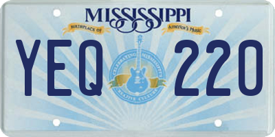 MS license plate YEQ220