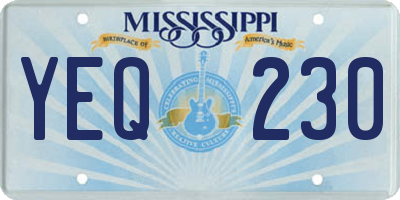 MS license plate YEQ230