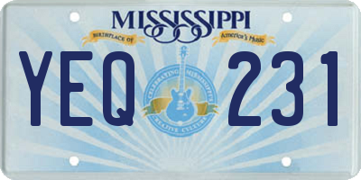 MS license plate YEQ231