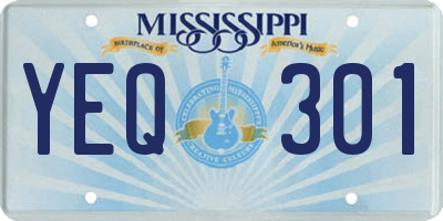 MS license plate YEQ301