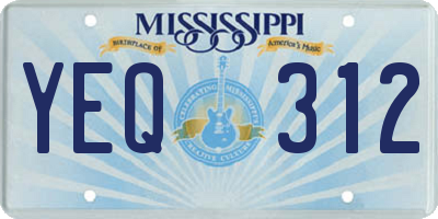 MS license plate YEQ312