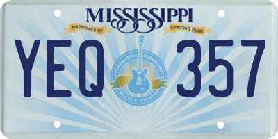 MS license plate YEQ357