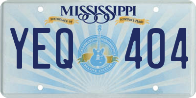 MS license plate YEQ404