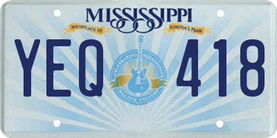 MS license plate YEQ418