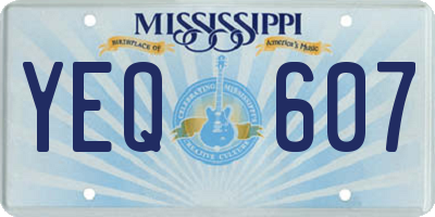 MS license plate YEQ607