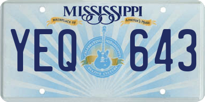 MS license plate YEQ643