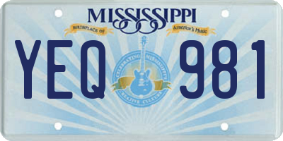 MS license plate YEQ981