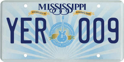 MS license plate YER009