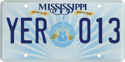MS license plate YER013
