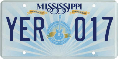 MS license plate YER017